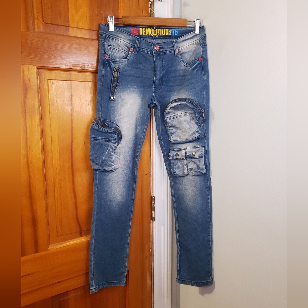 Demolition Kids Distressed Pocket Jeans